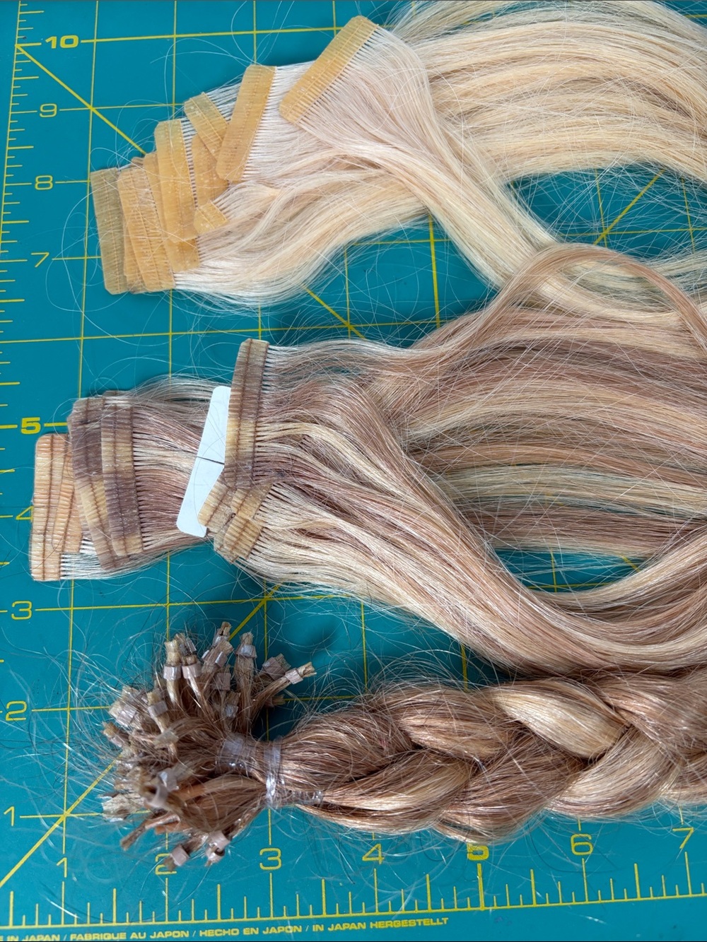 Mixed Human Hair Extensions Lot Tape-In & I-Tip Blonde Highlighted Pre-Owned - Picture 3 of 4